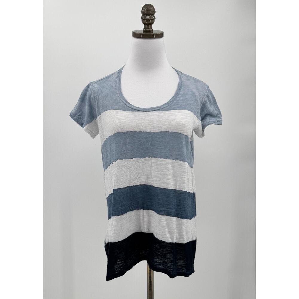 Gilda Midani Blue Pattern-Dyed Cotton Super Tee in Stripes, Cloud & Last Top XS